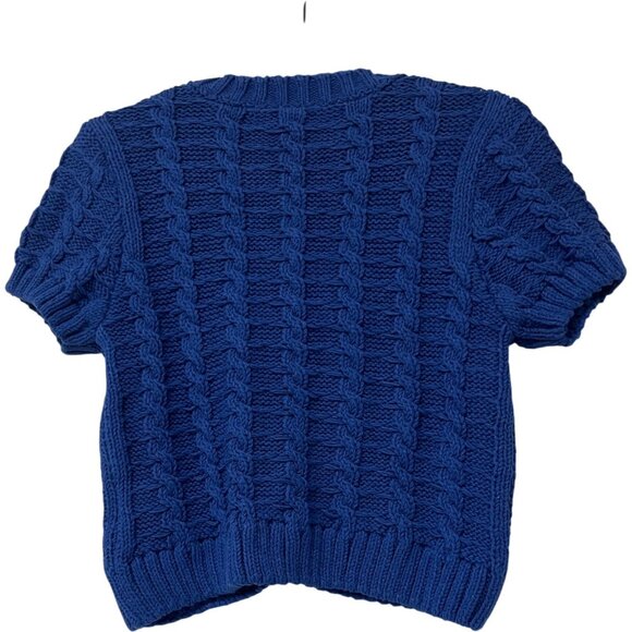 Zara Womens Cardigan Sweater S Small Blue Cable Knit Short Sleeve 6771/053 NWT - Picture 4 of 14